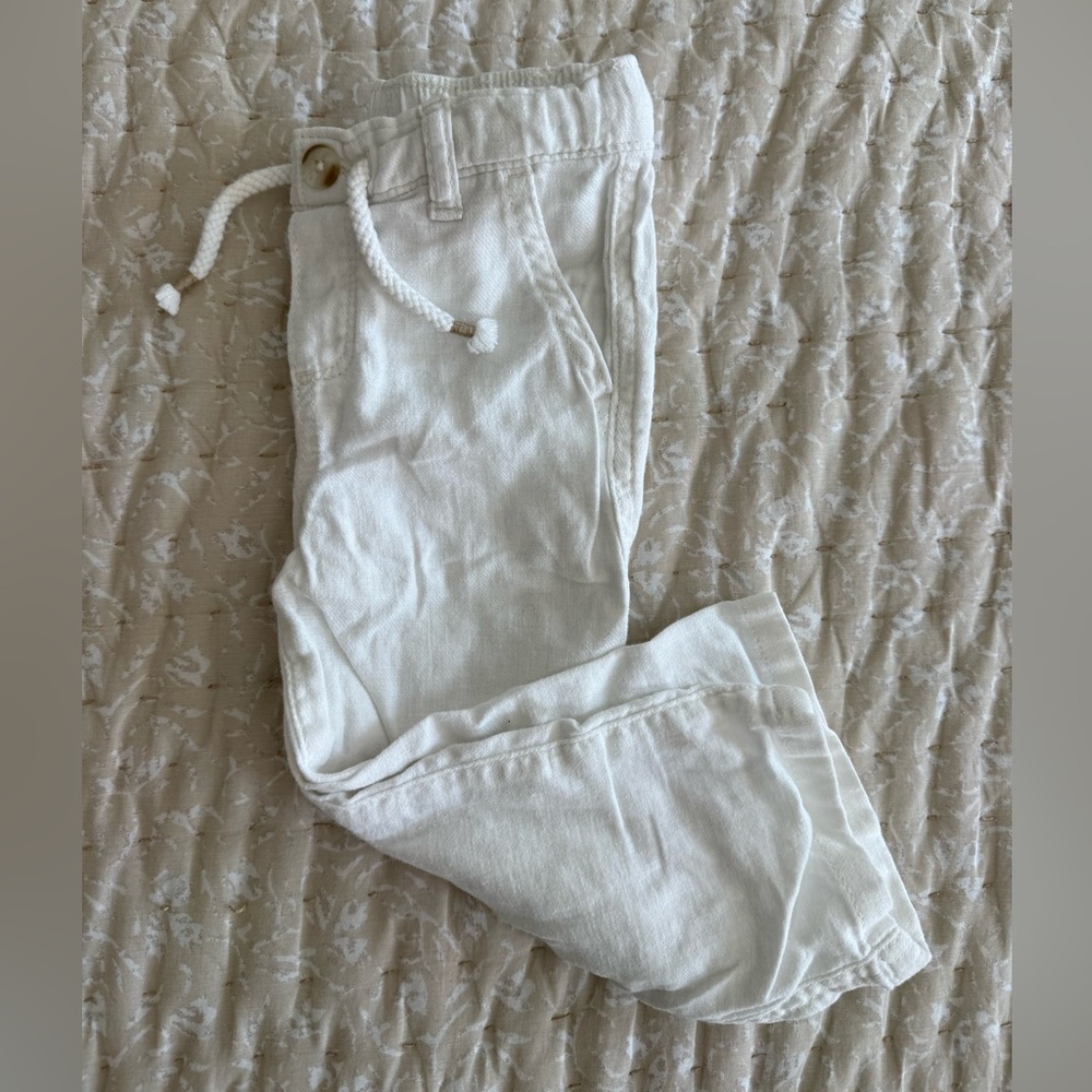 Gymboree Toddler Boy White Cotton Linen Pant Size 18-24 month
